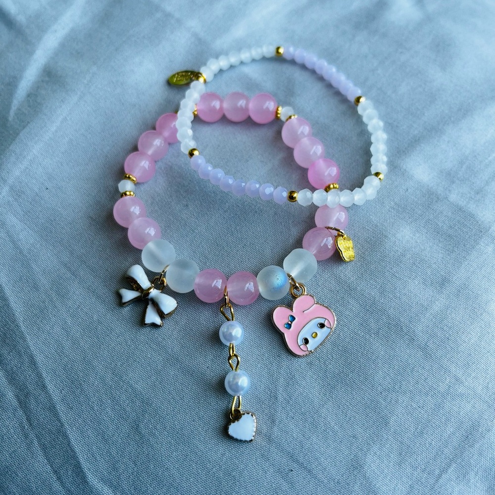 SANRIO CHARACTER MY MELODY BEADED CHARM BRACELET